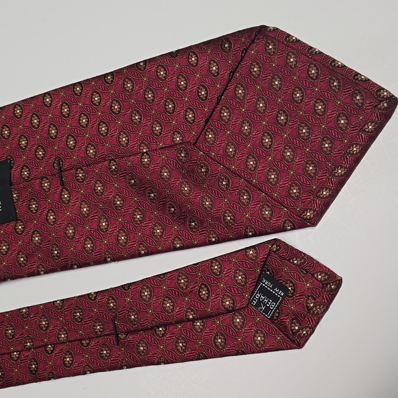 {Ike Behar} Burgundy and Gold Patterned Tie - Picture 7 of 8